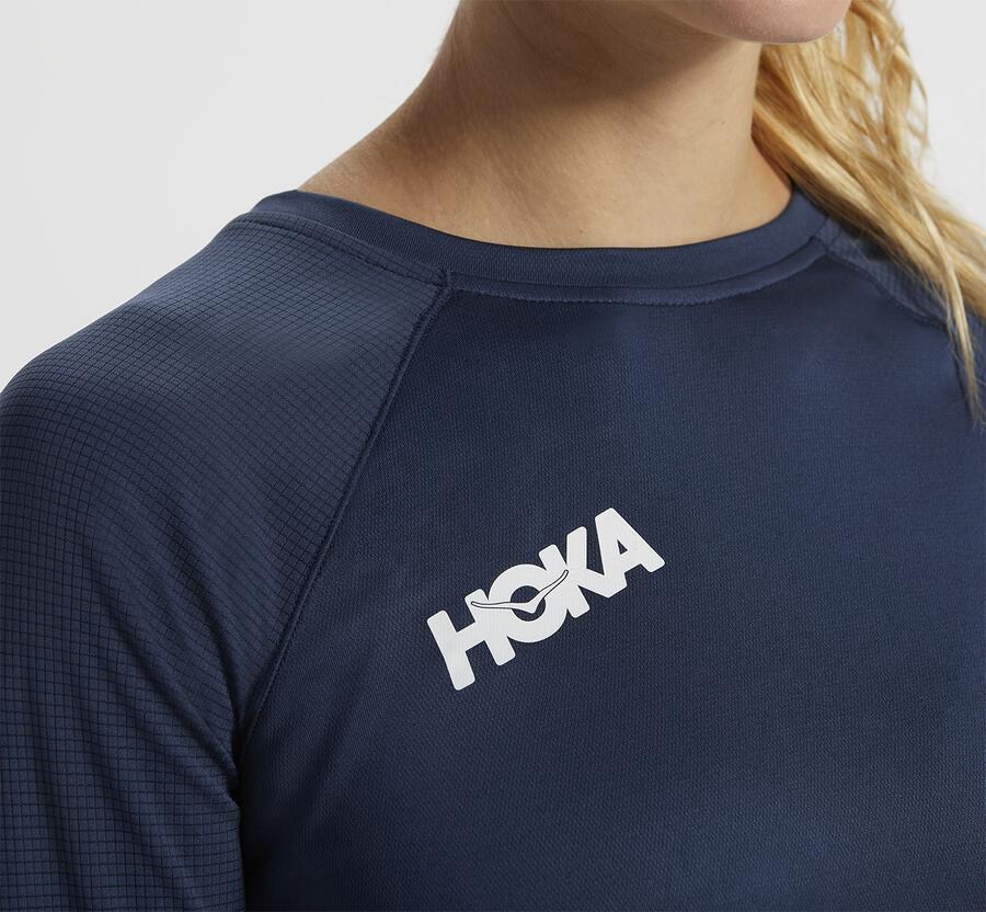 Hoka One One Top Dame - Performance 3/4 Sleeve - Mørkeblå - 619530SFU